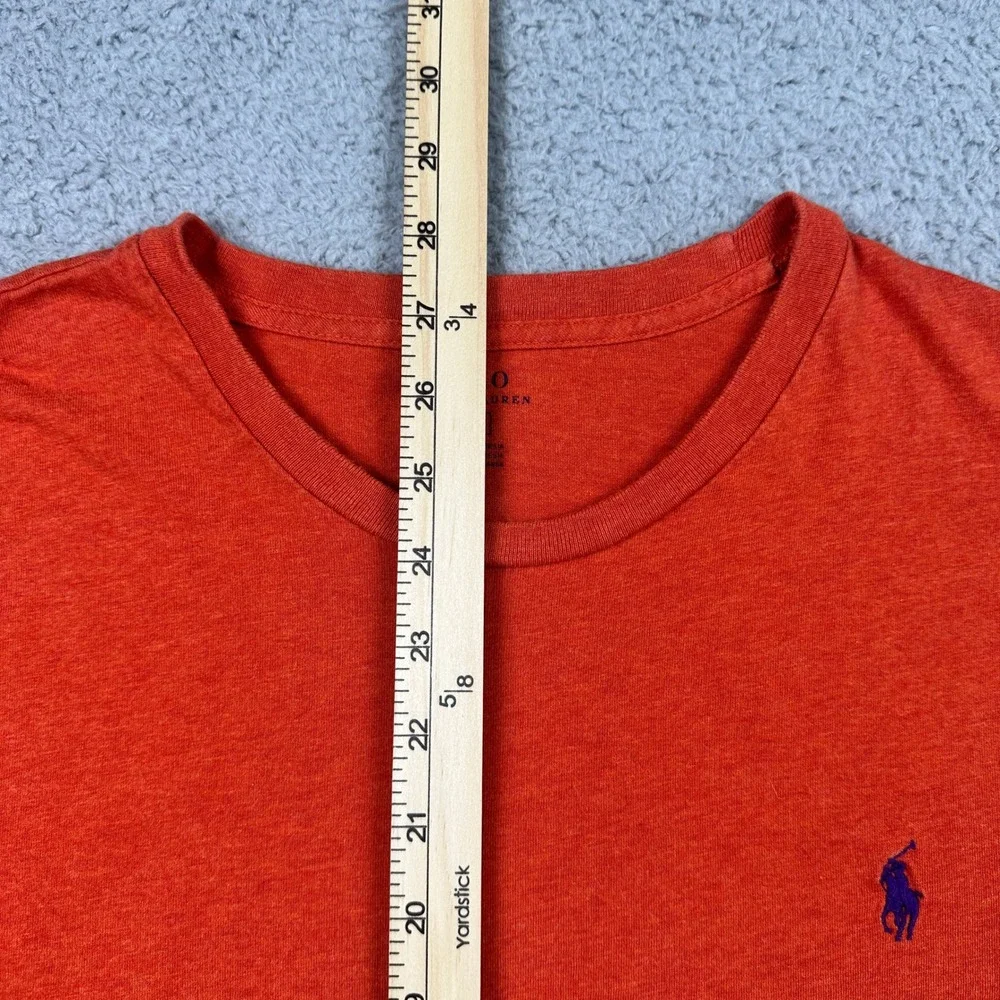 Polo Ralph Lauren Long Sleeve T-Shirt Mens Large‎ Orange Pony Logo Preppy